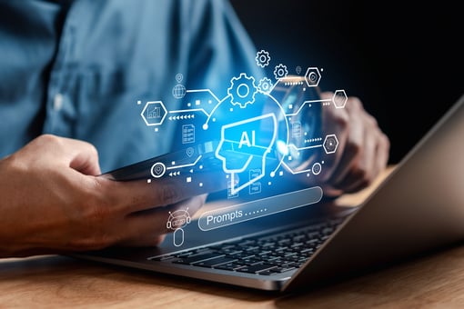Businessman using AI technology